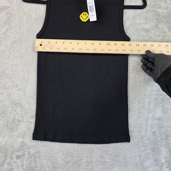 Joshua Sanders Shirt Womens Large Black Pixel Mock Neck Sleeveless Smiley Italy - Picture 7 of 13